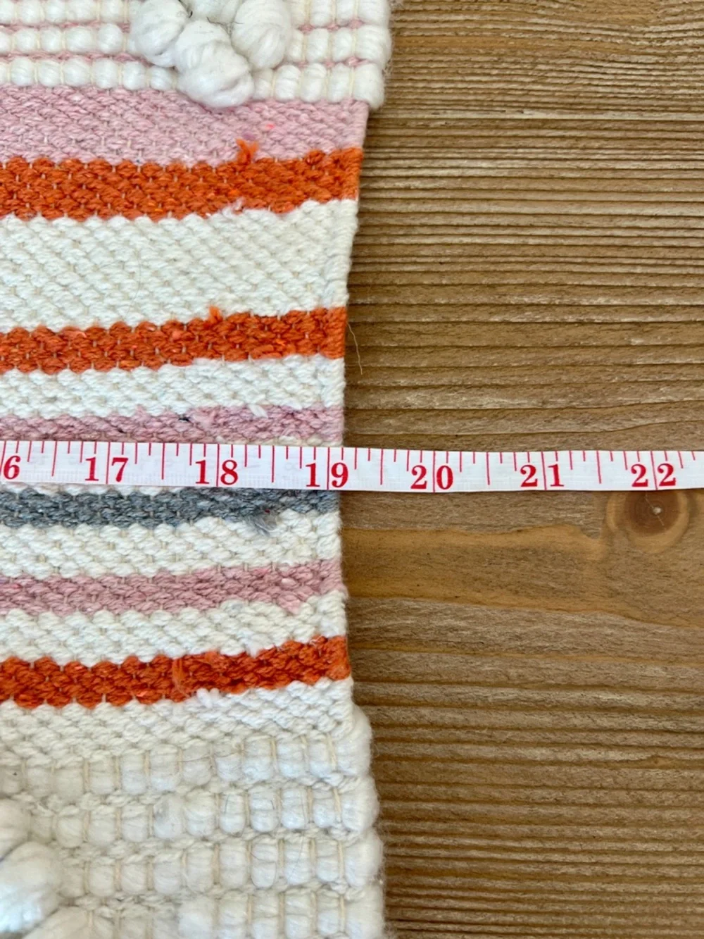 Handwoven Boho Wall Hanging with Tassels - Cream, Rust & Pink Stripes